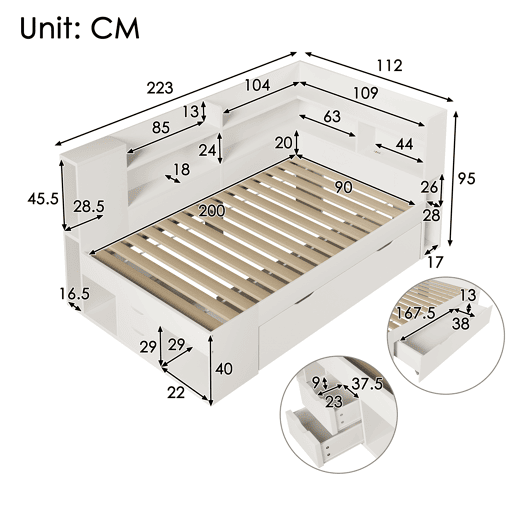 Cama de solteiro de veludo 90x200 cm com luz led,branco Cama de solteiro de veludo 90x200 cm com luz led,branco