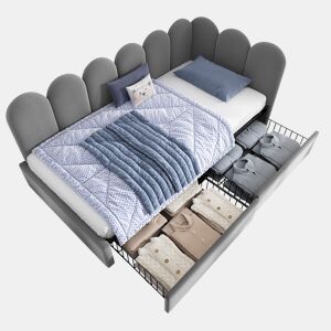 Cama de solteiro de veludo 90x190 cm,cinza