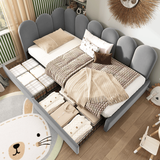 Cama de solteiro de veludo 90x190 cm,cinza Cama de solteiro de veludo 90x190 cm,cinza