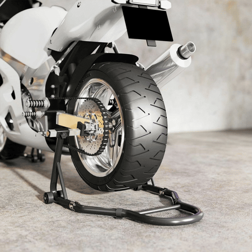 HOMCOM Cavalete de Moto Carga de 390 kg Suporte Dianteiro e Traseiro Universal Elevador de Moto em Aço com Encaixes Ajustáveis em U+L Rodas e Clipes de Fixação Preto