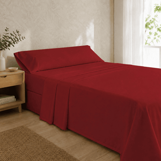 Jogo de Lençóis Bordô Cama de 90cm 144 Fios Donegal Collections