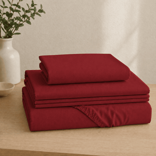 Jogo de Lençóis Bordô Cama de 90cm 144 Fios Donegal Collections