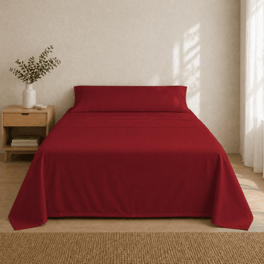 Jogo de Lençóis Bordô Cama de 90cm 144 Fios Donegal Collections