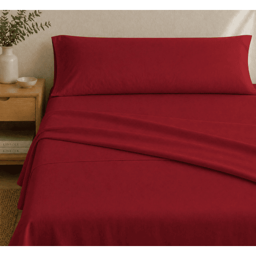 Jogo de Lençóis Bordô Cama de 90cm 144 Fios Donegal Collections