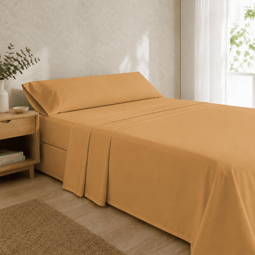 Jogo de Lençóis Ocre Cama de 150cm 144 Fios Donegal Collections