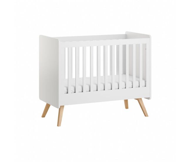Cuna vox vintage blanca y madera 60x120 con somier incluido