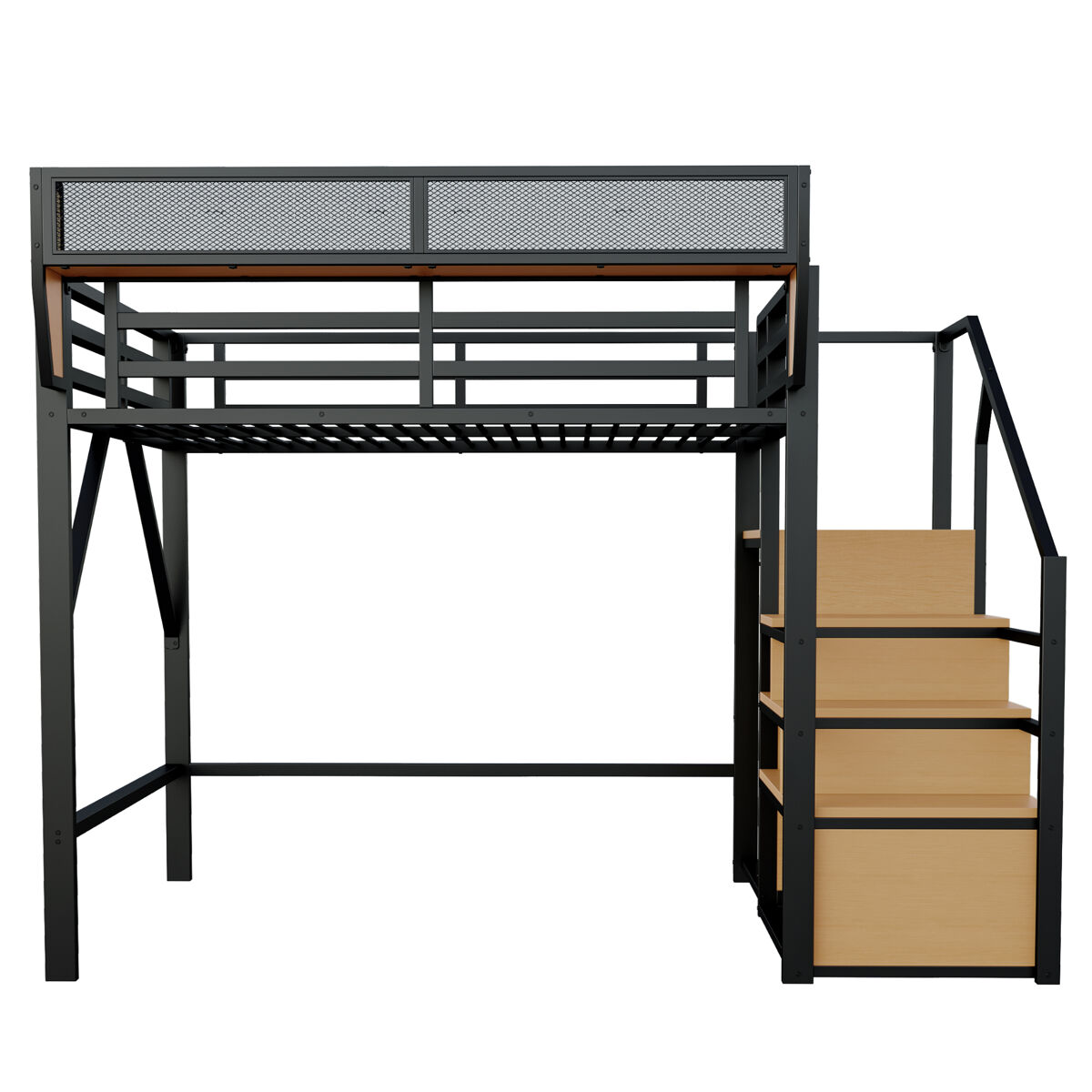 Cama alta para niños 145x255 Negro