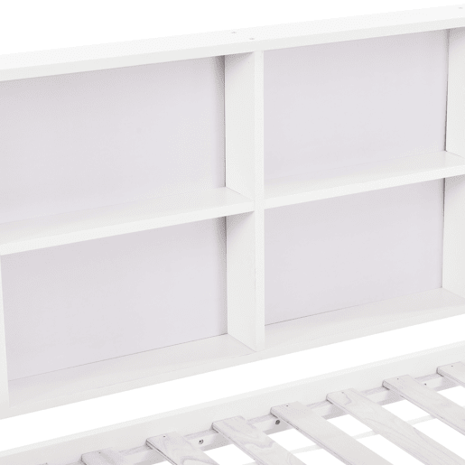 Cama tipo casa 90x200 cm - Estante multifuncional, gavetas grandes, design de chaminé - Branco