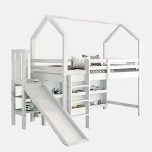 Cama de criança,cama alta de madeira maciça 90x200 cm,branco
