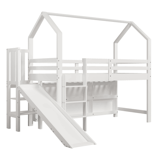 Cama de criança,cama alta de madeira maciça 90x200 cm,branco