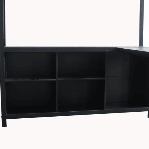 Cama loft 140x200 cm - Com secretária, armário e arrumação - Preto