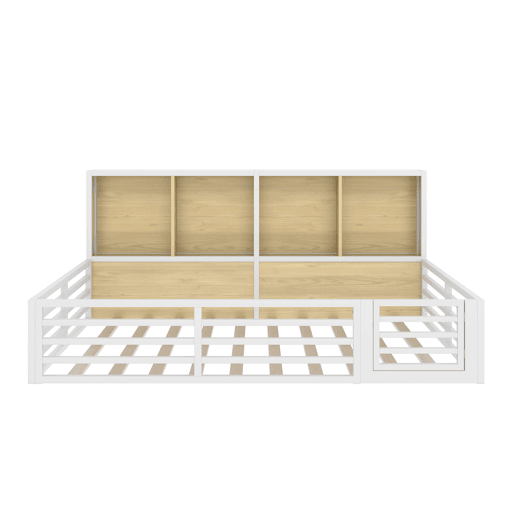Cama de plataforma 140x200 cm - Com arrumação lateral, com estrado, sem colchão - Branco