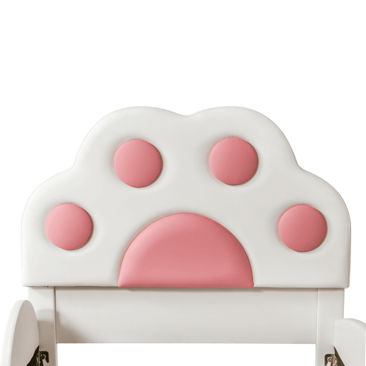 Cama infantil 90x200 - com escada, escorrega e cabeceira com orelhas de coelho - branco+rosa