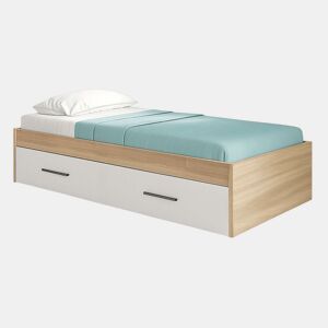 Cama auxiliar Lopa 90x190 cm com estrutura inferior retrátil em carvalho cambriano e branco
