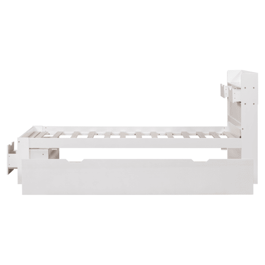 Cama individual 90x200 - com USB, gavetas e armário, multifuncional, grande capacidade de armazenamento - branco