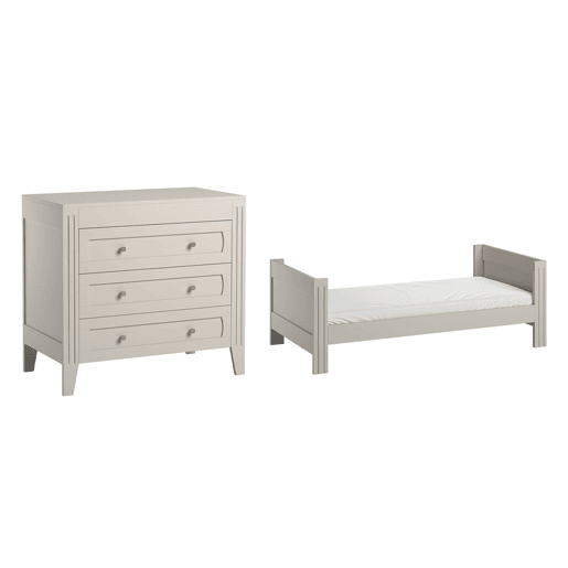 Berço evolutivo Vox Milenne Cachemire 70x140 e cómoda de 3 gavetas