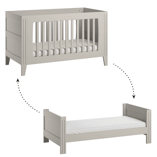 Berço evolutivo Vox Milenne Cachemire 70x140 e cómoda de 3 gavetas