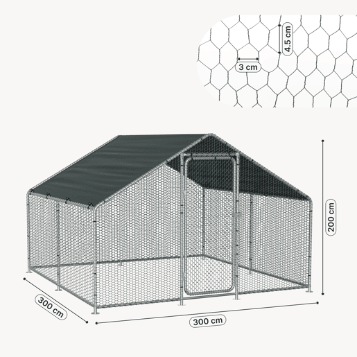 Gaiola de exterior Wels Voladero - 3 x 3 x 2 m - Prata e verde escuro pro.tec