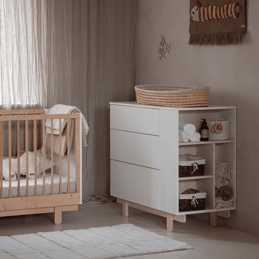 Berço evolutivo 70x140 Cómoda 3 gavetas Wood Luck Romy Branco
