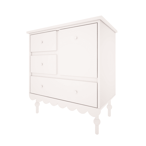 Cómoda 3 gavetas 1 porta Wood Luck Babushka Branco