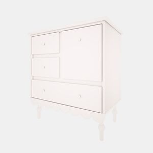 Cómoda 3 gavetas 1 porta Wood Luck Babushka Branco