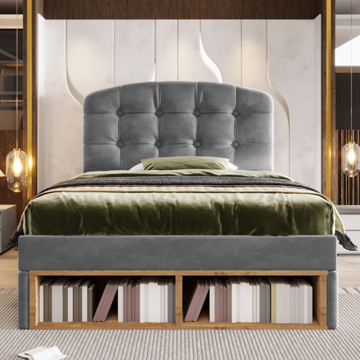 Cama de solteiro de veludo 90x200 cm,cinza