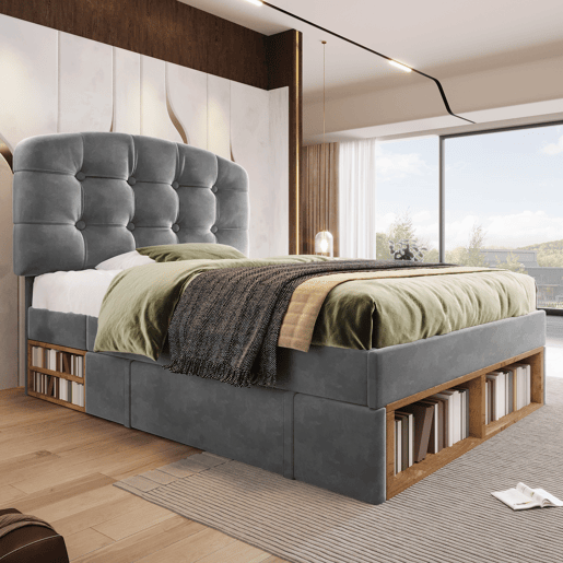 Cama de solteiro de veludo 90x200 cm,cinza
