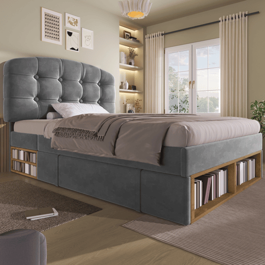 Cama de solteiro de veludo 90x200 cm,cinza