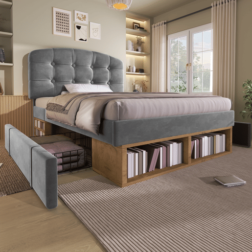 Cama de solteiro de veludo 90x200 cm,cinza