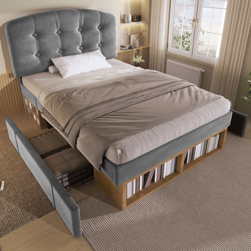 Cama de solteiro de veludo 90x200 cm,cinza
