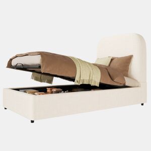 Cama de solteiro de tecido 90x200 cm com armazenamento,bege