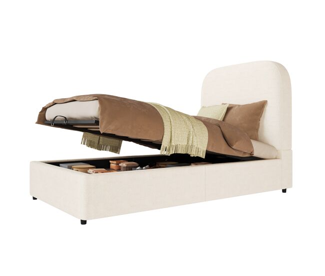 Cama individual de tela 90x200 cm con almacenaje,beige
