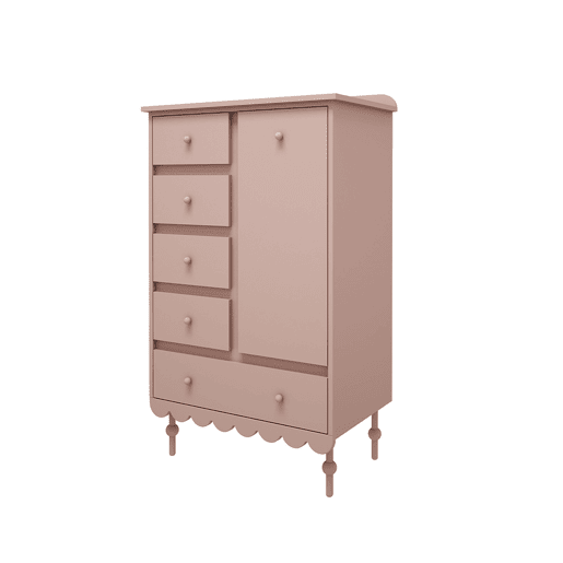 Cómoda 5 gavetas 1 porta Wood Luck Babushka Rosa