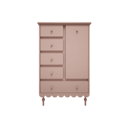 Cómoda 5 gavetas 1 porta Wood Luck Babushka Rosa