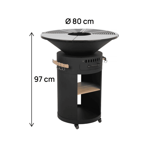 Braseiro Cesar premium para churrasco a carvão e a lenha - Ø 81 cm - Preto