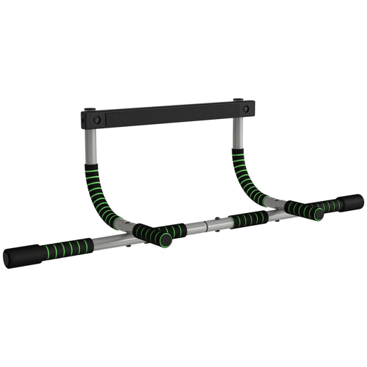 HOMCOM Barra de Pull-Up Multifuncional de Parede com Pegas Antiderrapantes, Suporta até 110 kg, Ideal para Exercícios e Treino em Casa, Preto e Verde