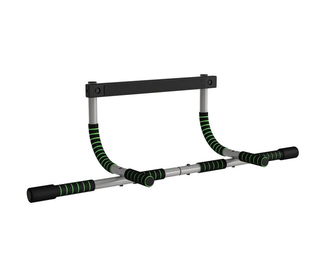 Homcom barra de dominadas multifuncional barra de dominadas de pared con mangos antideslizantes carga 110 kg para ejercicio y entrenamiento en casa gimnasio negro y verde