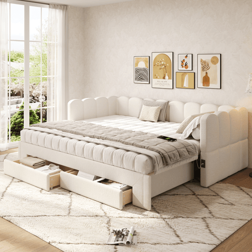 Sofá-cama individual conversível 90x200 cm de linho,bege