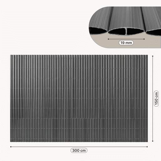 Tapete de privacidade para jardim Cefalu PVC 150x300cm 19 mm Antracite casa.pro