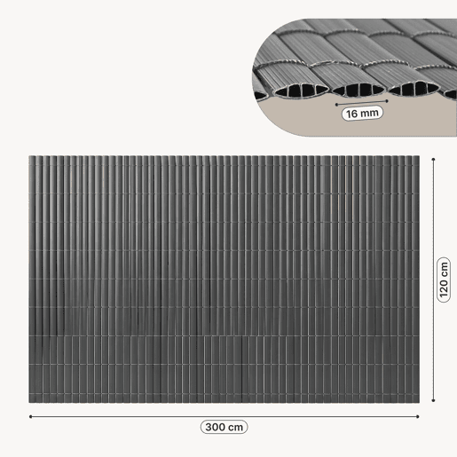 Tapete de privacidade para jardim Cefalu PVC 120x300cm 16 mm Antracite casa.pro