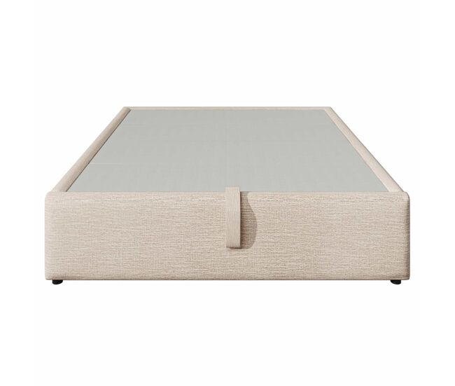 Cama doble tapizada 160x200 - con almacenamiento, usb-c, somier completo, sin cabecero - beige/natural