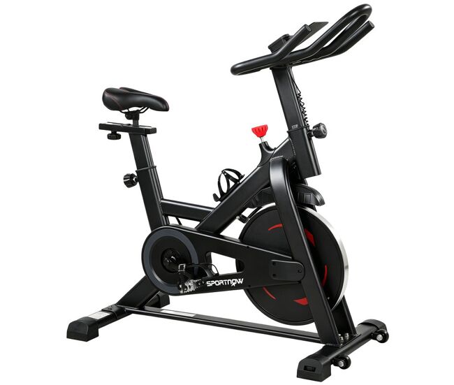 Sportnow bicicleta estática en casa con resistencia magnética, app bluetooth, bici estática silenciosa con pantalla lcd, volante, asiento y manillar