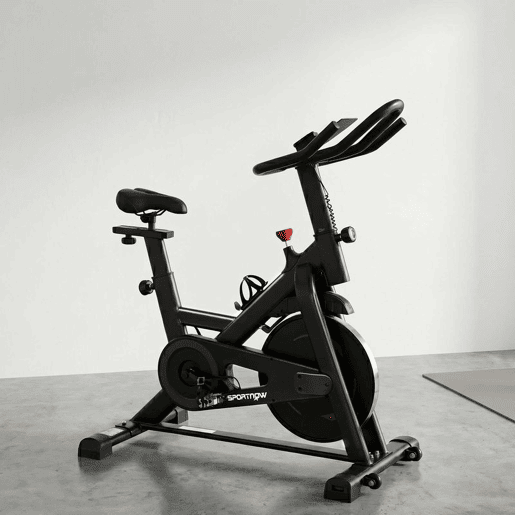 SPORTNOW Bicicleta Estática para Casa com Resistência Magnética APP Bluetooth Bicicleta Silenciosa com Ecrã LCD, Volante Assento e Guiador Ajustáveis Rodas, Suporte para Telemóvel Porta-garrafa