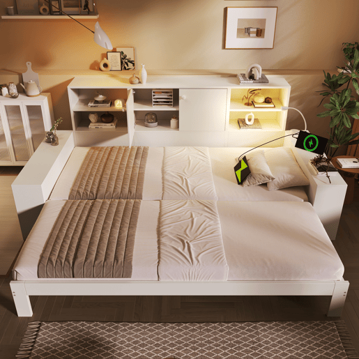 Sofá-cama individual conversível 90x200 cm de mdf,branco Sofá-cama individual conversível 90x200 cm de mdf,branco
