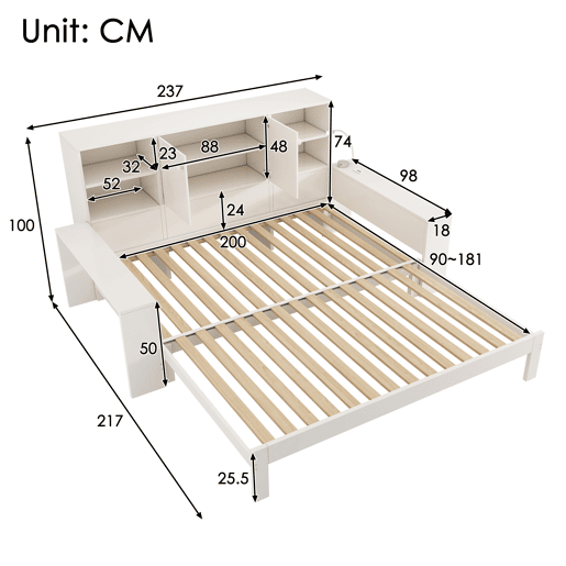 Sofá-cama individual conversível 90x200 cm de mdf,branco Sofá-cama individual conversível 90x200 cm de mdf,branco