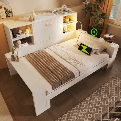 Sofá-cama individual conversível 90x200 cm de mdf,branco Sofá-cama individual conversível 90x200 cm de mdf,branco