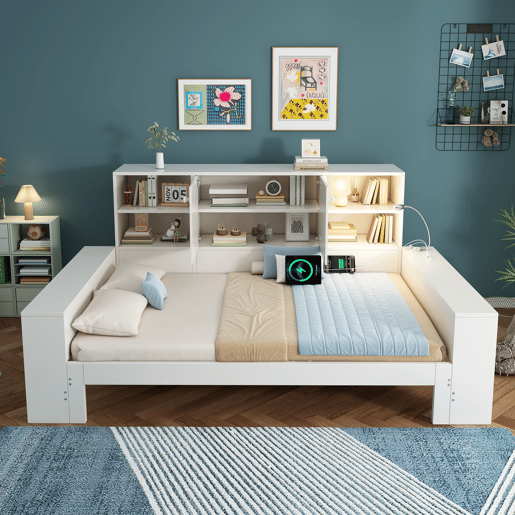 Sofá-cama individual conversível 90x200 cm de mdf,branco Sofá-cama individual conversível 90x200 cm de mdf,branco
