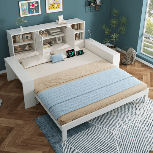 Sofá-cama individual conversível 90x200 cm de mdf,branco Sofá-cama individual conversível 90x200 cm de mdf,branco