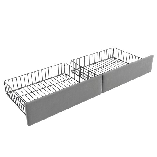 Cama individual estofada 90x190 - com gavetas e estrado, tipo sofá-cama - cinzento