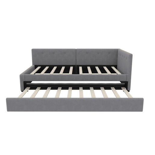 Cama individual 90x200 cm - Sofá-cama com cama extra, minimalista - Cinza